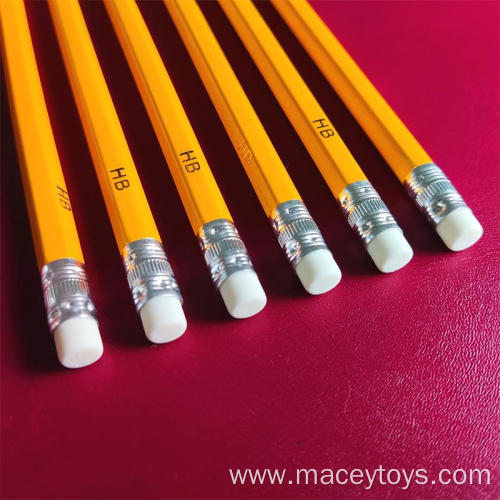 7 Wooden Printing HB Pencil With Rubber Tip